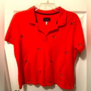 Joules Pippa Red Daschund Polo T-Shirt Short Sleeve Size 12 Sausage Dog